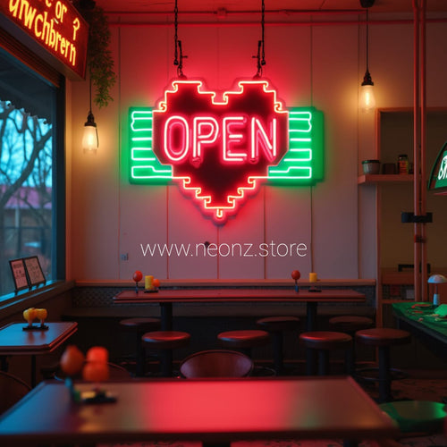 Pixel Heart Open Sign