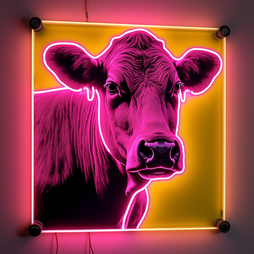 Neon Cow Glow Sign – Pop Art Wall Light