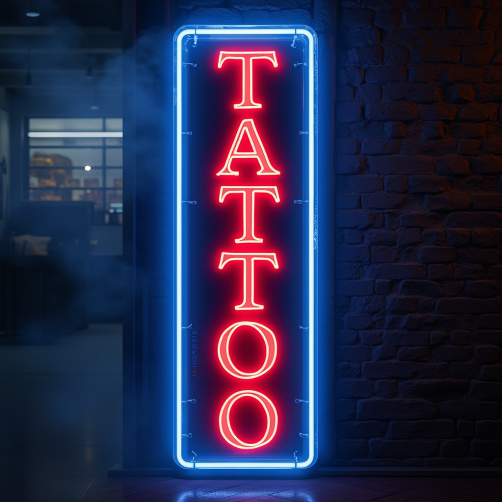 TATTOO Sign – Red & Blue Glow