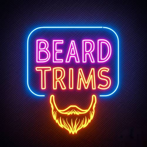 Beard Trims" Neon LED Sign – Multicolor Barbershop Wall Decor