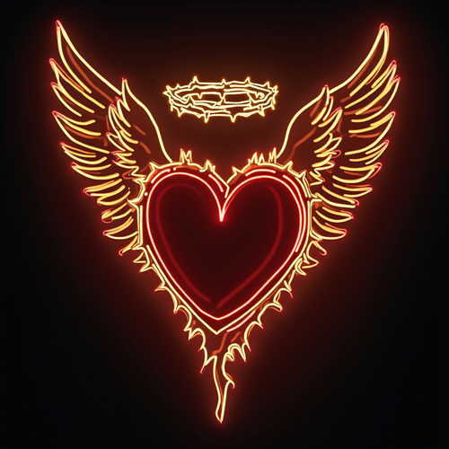 Winged Heart with Halo Neon Sign