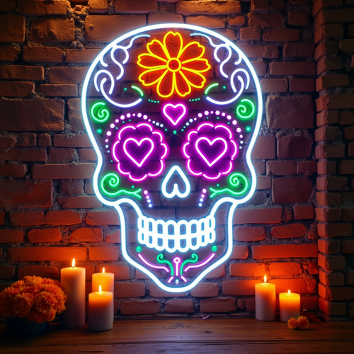 Día de los Muertos LED Sugar Skull Sign