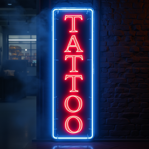 TATTOO Sign – Red & Blue Glow